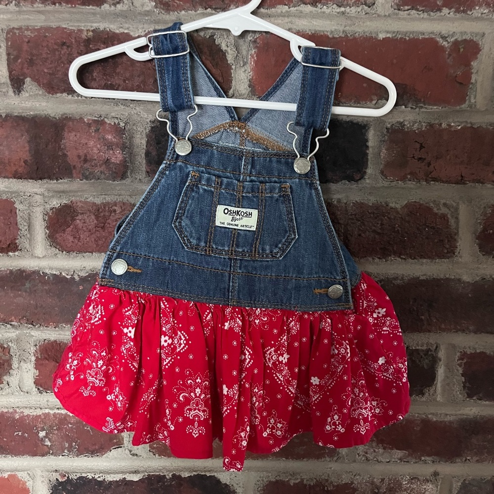 OshKosh B’Gosh Denim Overalls With Paisley Skirt